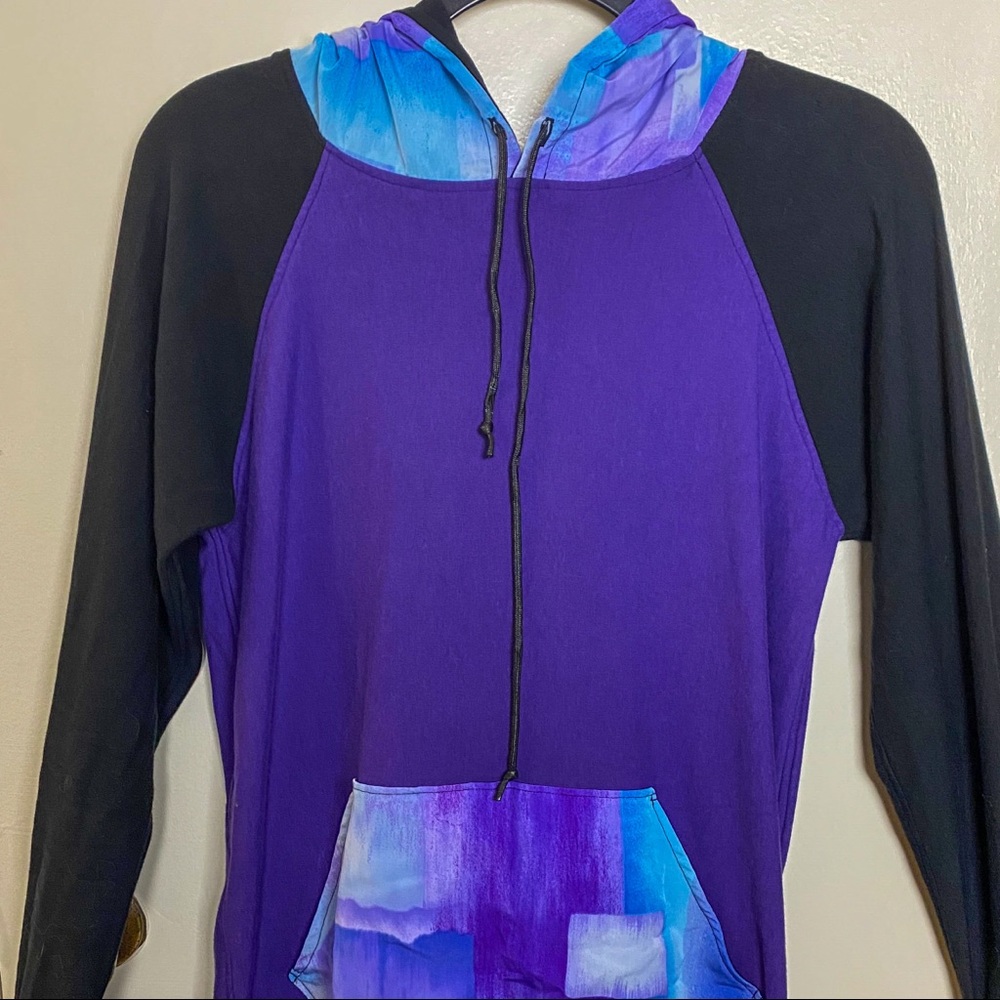 Custom Patchwork Purple Raglan Hoodie - Picture 4 of 6